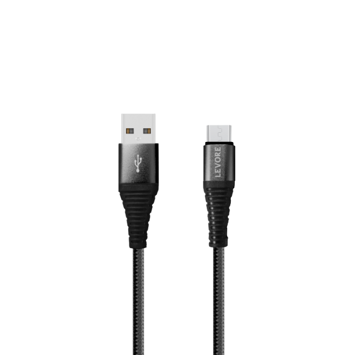ليفور كيبل USB-Micro بطول 1متر نايلون - أسود