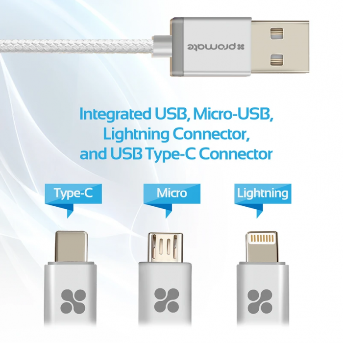 بروميت كيبل USB ذكي 3 في 1 للشحن ونقل البيانات